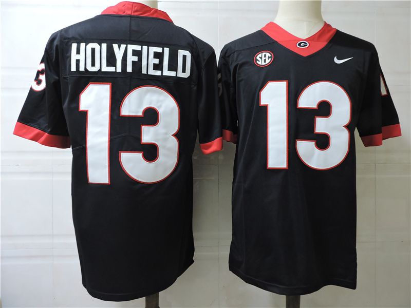 Men Georgia Bulldogs 13 Holyfield Black Nike 2025 NCAA Jersey